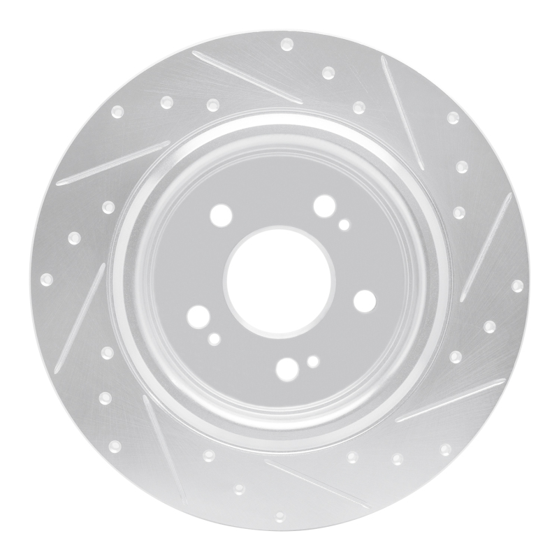 Honda Odyssey Brake Rotor (1) - Rear Left - R1 Concepts - Drilled & Slotted - Silver - `18-`25